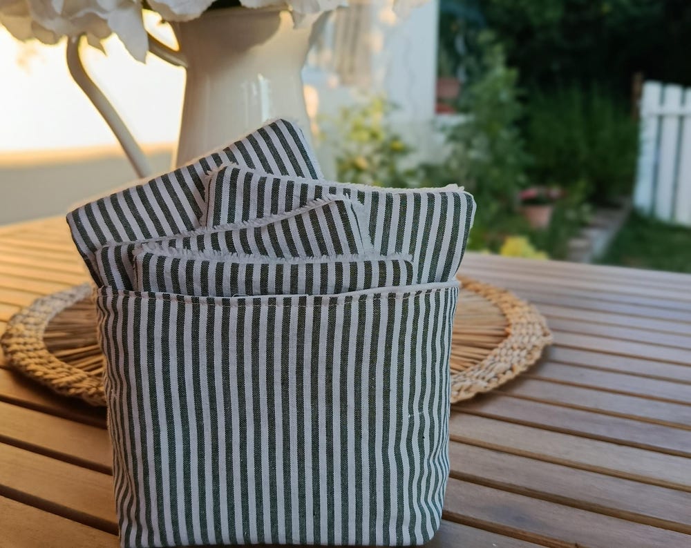 Lingettes lavables et leur panière